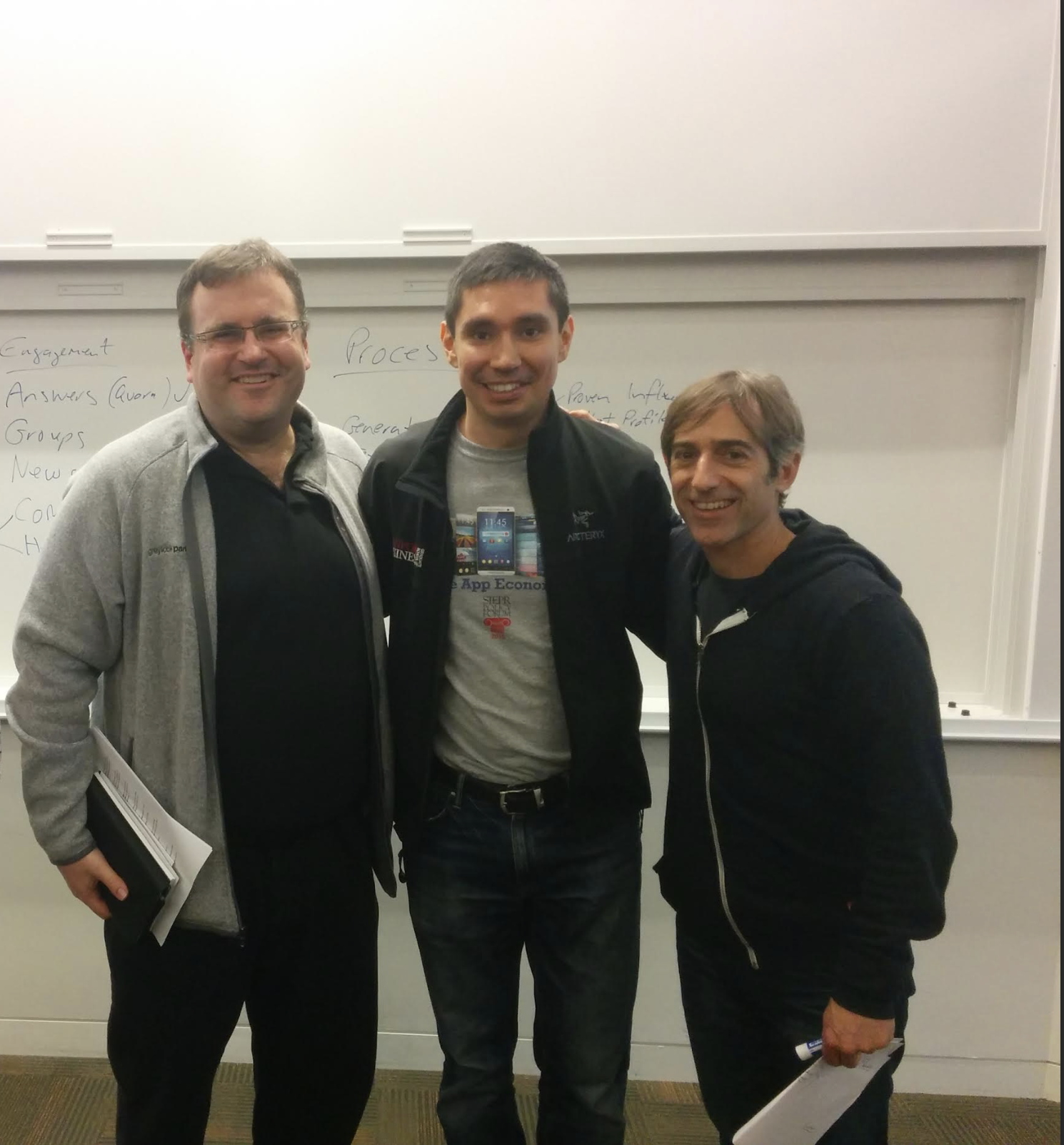 Paul Alex with Reid Hoffman and Mark Pincus at Stanford